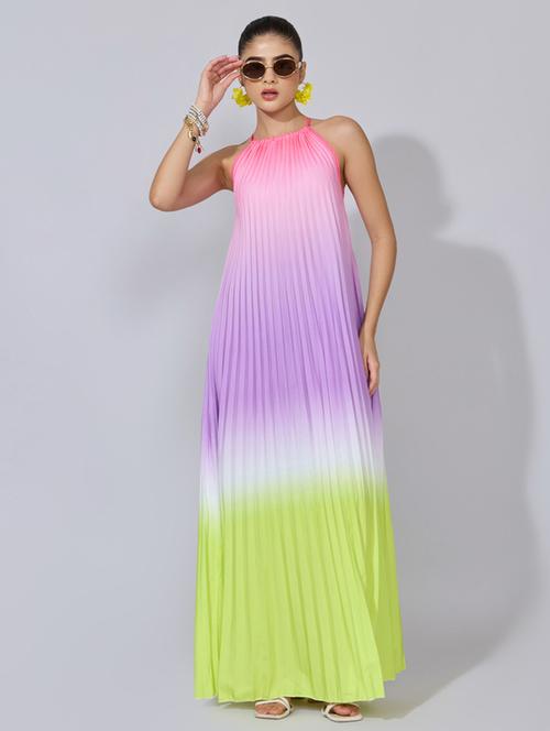 women ombre print halter neck a-line dress - 22396117 - Very Small Image - 1