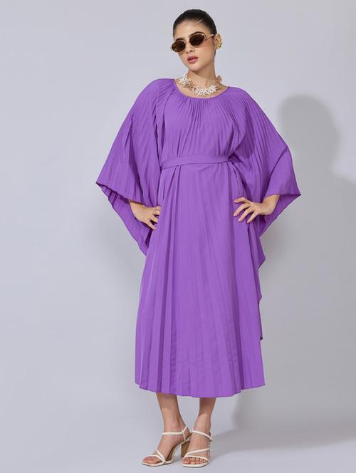 women solid kimono sleeve flared dress - 22396129 - Very Small Image - 1