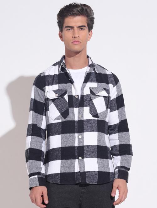 men checkered long sleeve regular fit shacket - 22396203 - Very Small Image - 1