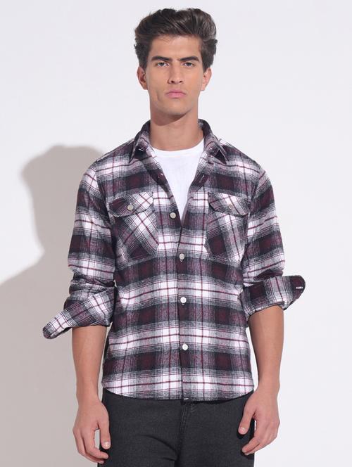 men checkered long sleeve regular fit shacket - 22396204 - Very Small Image - 1