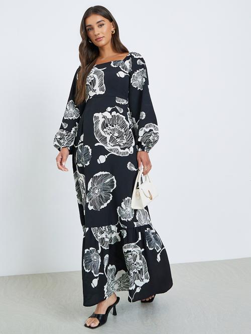 women floral print puff sleeve tiered dress - 22397862 - Very Small Image - 1
