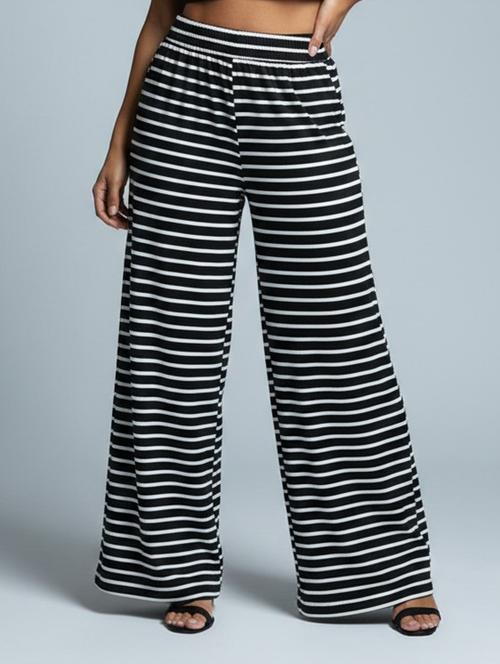 Women Striped High Rise Flared Palazzo - 22398129 - Very Small Image - 1
