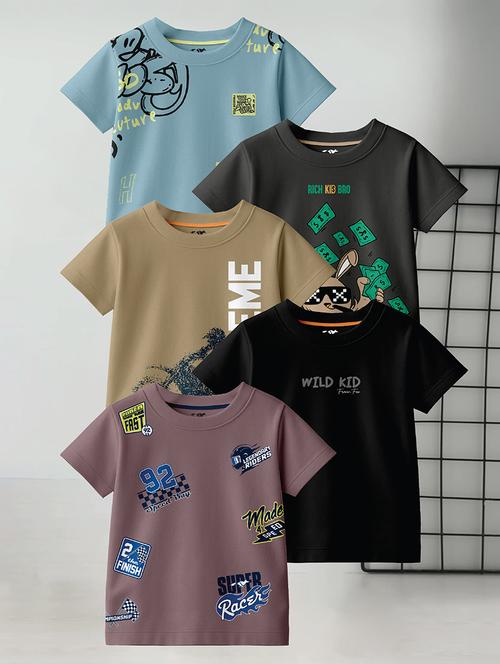 boys pack of 4 printed short sleeve t-shirt - 22400873 - Very Small Image - 1