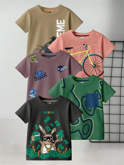 boys pack of 4 printed short sleeve t-shirt - 22400874 - Very Small Image - 1