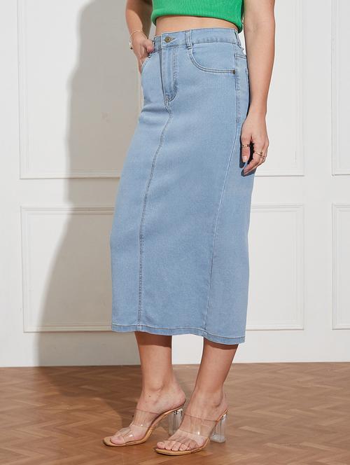 Women Solid High Rise Bodycon Skirt - 22403313 - Very Small Image - 1