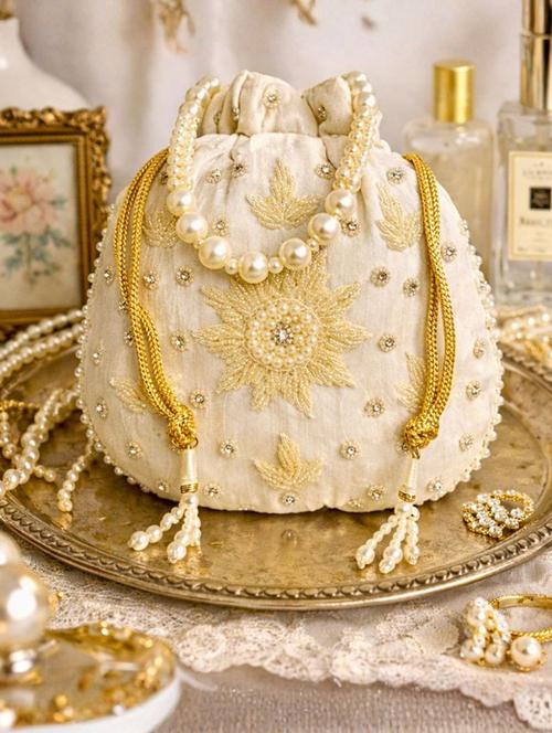 women solid with work embellished potli - 22403922 - Very Small Image - 1