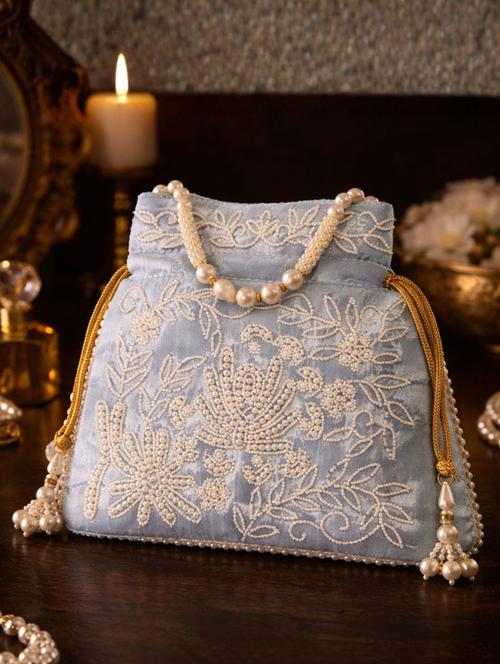 women solid with work embellished potli - 22403934 - Very Small Image - 1