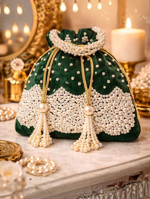 Women Solid With Work Embellished Potli - 22403945 - Very Small Image - 1