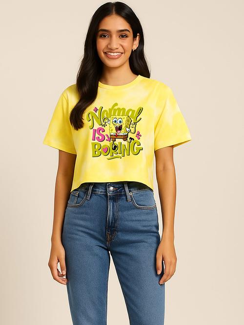 women printed short sleeve crop t-shirt - 22408836 - Very Small Image - 1