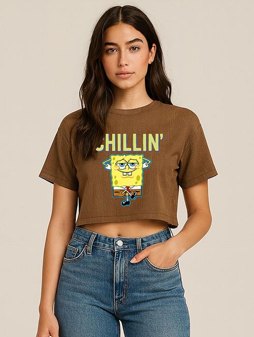 women printed short sleeve crop t-shirt - 22408870 - Very Small Image - 1