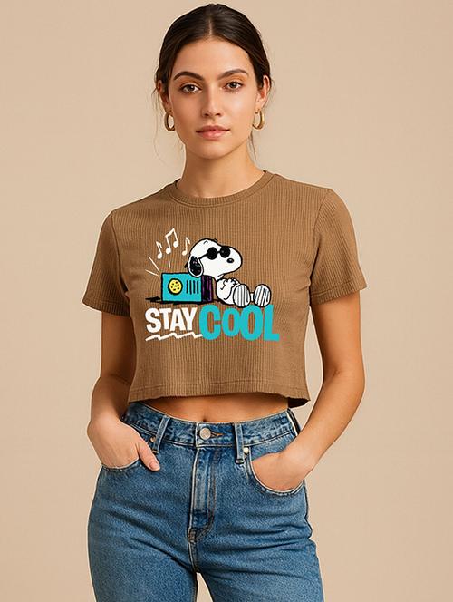 women printed short sleeve crop t-shirt - 22408918 - Very Small Image - 1