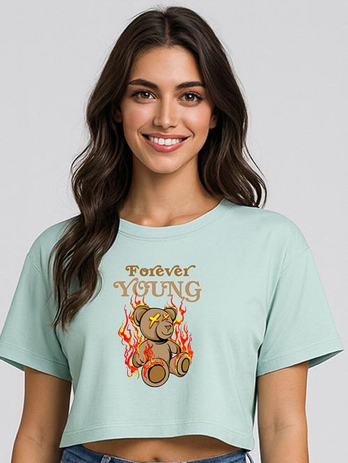 women printed short sleeve crop t-shirt - 22408941 - Very Small Image - 1
