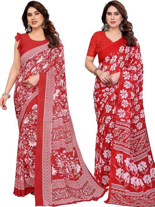 women pack of 2 printed combo saree with blouse - 22412555 - Very Small Image - 1