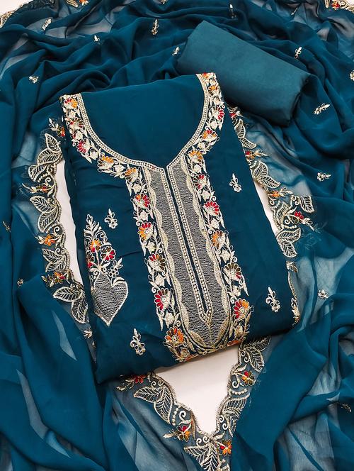 women solid with work unstitched suit set - 22422356 - Very Small Image - 1