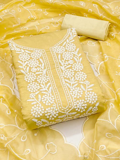 Women Solid With Work Unstitched Suit Set - 22422362 - Very Small Image - 1