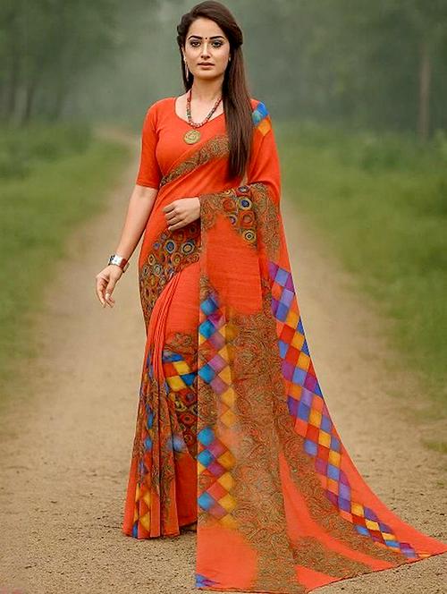 Women Printed Casual Wear Saree With Blouse - 22425123 - Very Small Image - 1