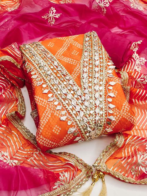 women bandhani printed unstitched suit set - 22430320 - Very Small Image - 1