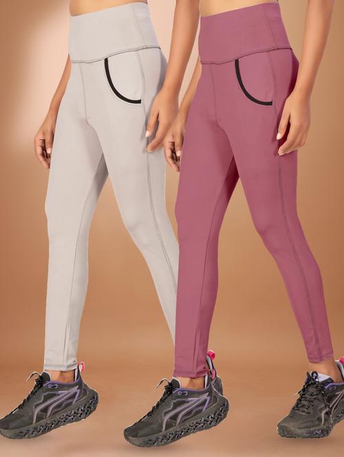 women pack of 2 mid rise yoga pants - 22432244 - Very Small Image - 1