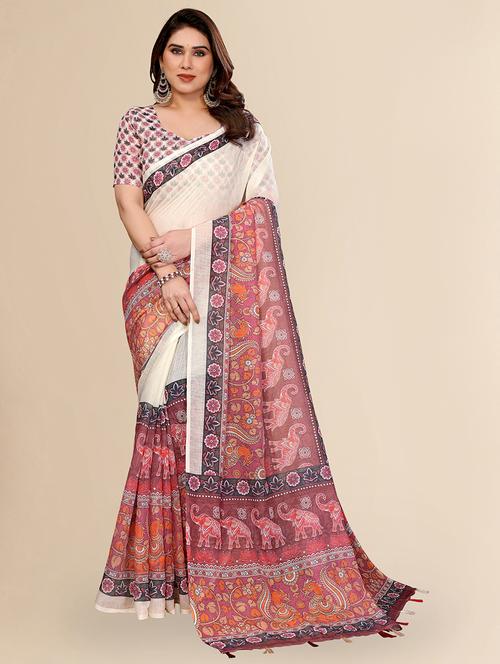 women printed casual wear saree with blouse - 22432832 - Very Small Image - 1