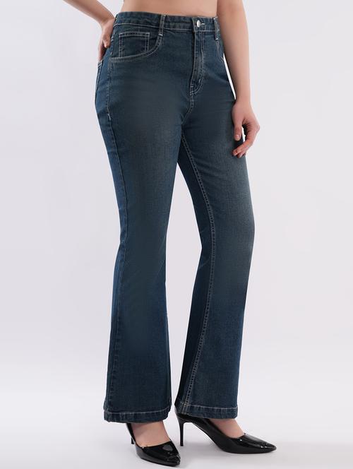 women solid high rise bootcut jean - 22433106 - Very Small Image - 1