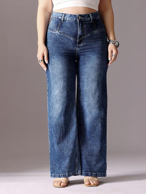 Women Solid High Rise Wide Leg Jeans - 22433454 - Very Small Image - 1