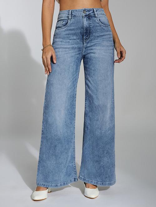 Women Solid High Rise Wide Leg Jean - 22433562 - Very Small Image - 1