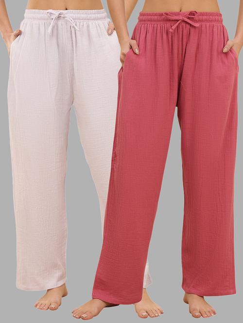 women pack of 2 solid mid rise pajama - 22434237 - Very Small Image - 1