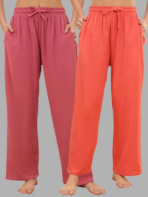 women pack of 2 solid mid rise pajama - 22434241 - Very Small Image - 1