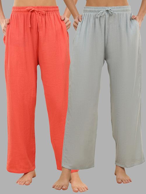 women pack of 2 solid mid rise pajama - 22434245 - Very Small Image - 1