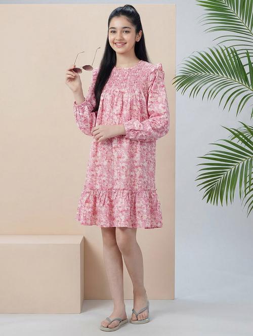 girls printed puff sleeve tiered dress - 22435862 - Very Small Image - 1