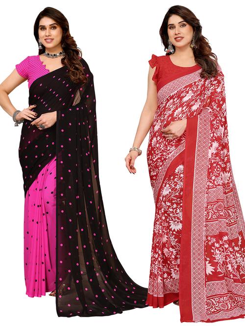 women pack of 2 printed combo saree with blouse - 22436142 - Very Small Image - 1