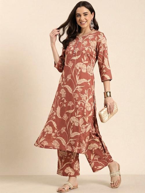 women rust kurta palazzo set set - 22443014 - Very Small Image - 1