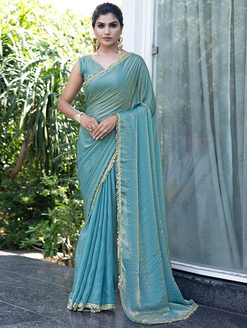 women solid with bordered saree - 22444358 - Very Small Image - 1