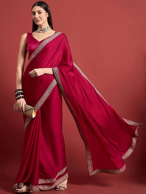 women solid with bordered saree - 22444377 - Very Small Image - 1