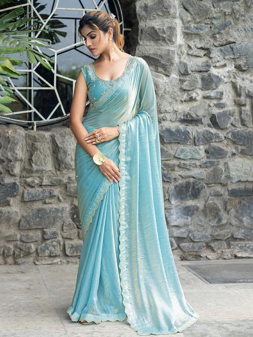Women Solid With Bordered Saree - 22444388 - Very Small Image - 1
