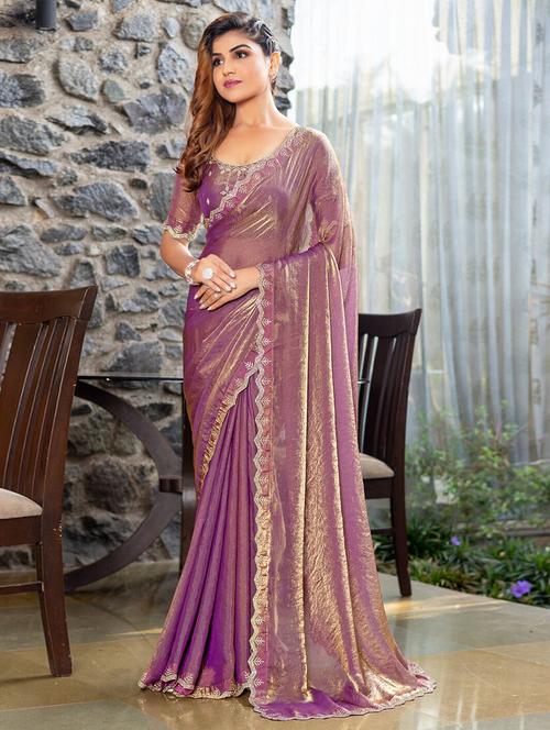 women solid with bordered saree - 22444394 - Very Small Image - 1