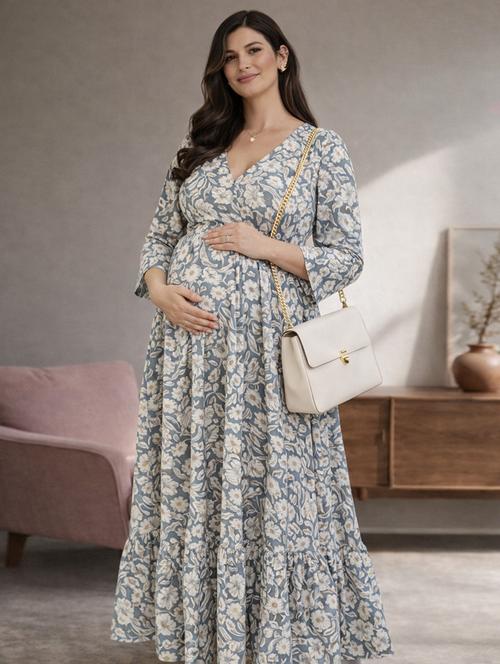 women floral cotton a-line maxi dress - 22447565 - Very Small Image - 1