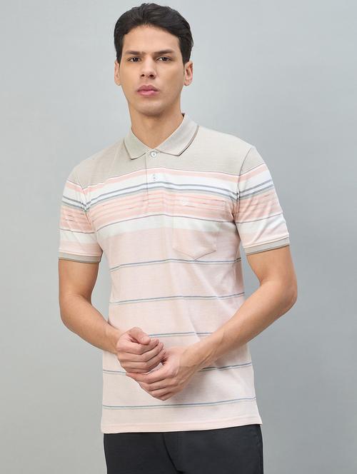 men striped short sleeve polo t-shirt - 22447978 - Very Small Image - 1