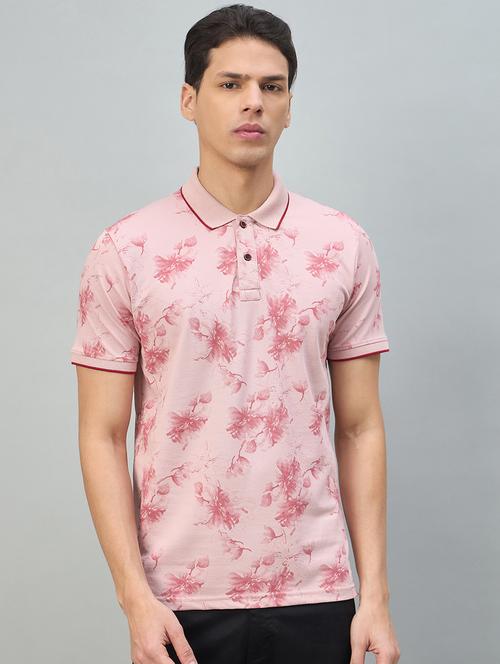 men pink cotton blend plain t-shirt - 22447980 - Very Small Image - 1