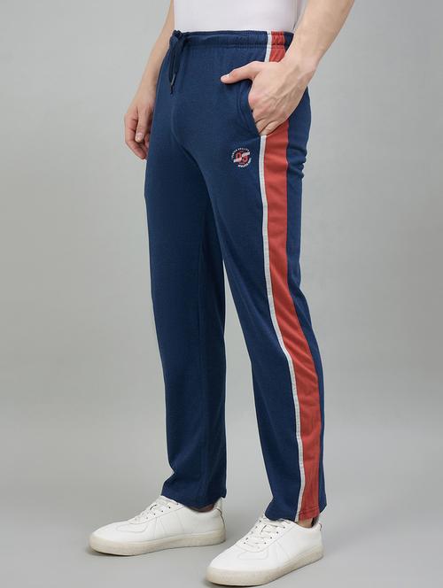 men blue cotton blend  full length track pant - 22448035 - Very Small Image - 1