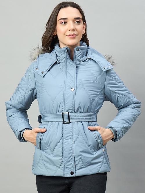 women solid long sleeve hooded puffer jacket - 22448082 - Very Small Image - 1