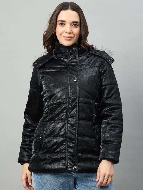 women solid long sleeve hooded puffer jacket - 22448084 - Very Small Image - 1