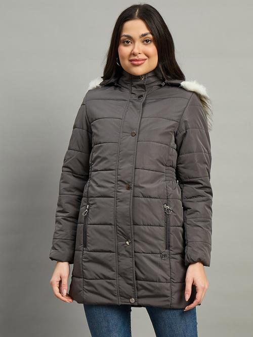 women solid long sleeve quilted jacket - 22448110 - Very Small Image - 1