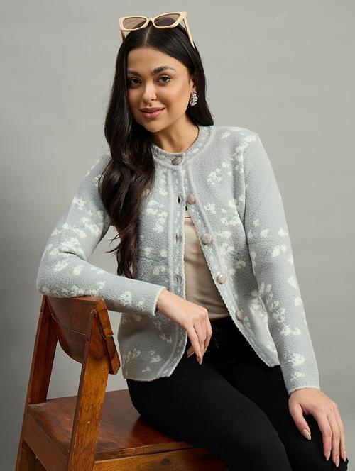 women grey acrylic plain sweatshirt - 22448183 - Very Small Image - 1