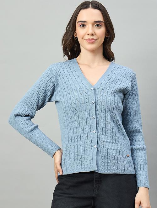 women blue acrylic plain sweatshirt - 22448336 - Very Small Image - 1
