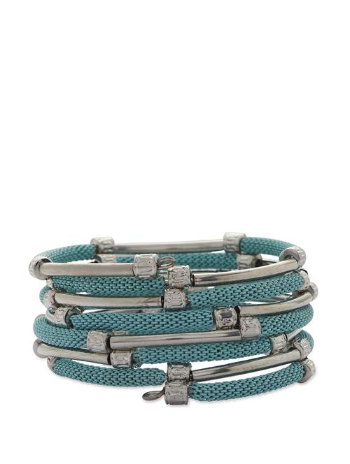 sky blue & silver stackable bangle bracelet - 22450 - Very Small Image - 1