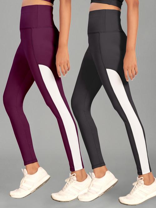 women pack of 2 mid rise yoga pants - 22450086 - Very Small Image - 1