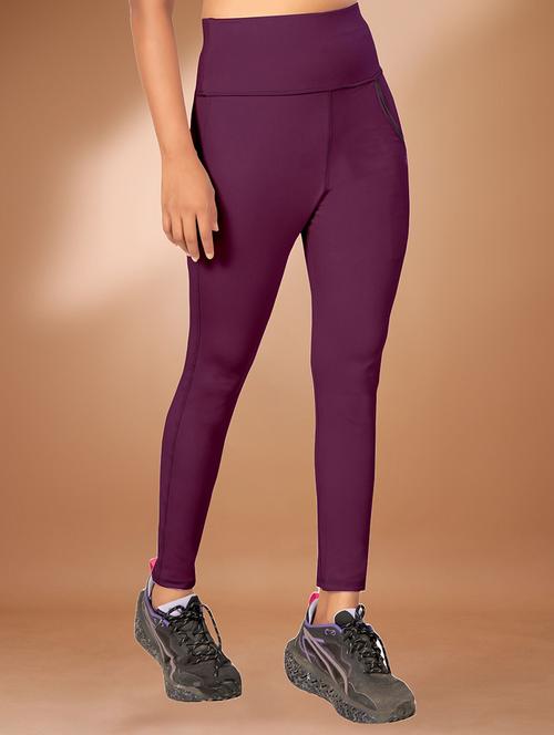 women solid mid rise yoga pants - 22450149 - Very Small Image - 1