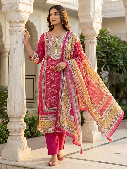 women pink self design  kurta salwar set - 22450874 - Very Small Image - 1
