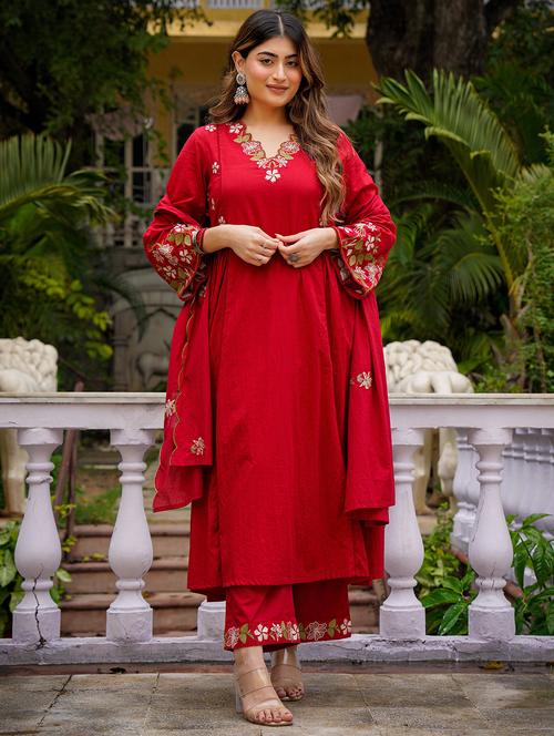 women red floral kurta pant set - 22451865 - Very Small Image - 1